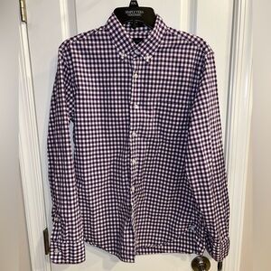 J. Crew Men’s Button Up Dress Shirt Long Sleeve Purple & White Plaid Size Medium